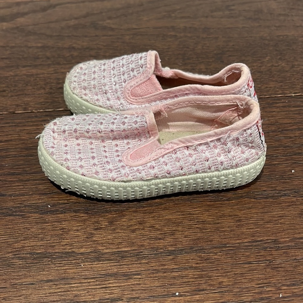Cienta Pink Slip On Baby Sneakers Size 5 - Picture 3 of 5